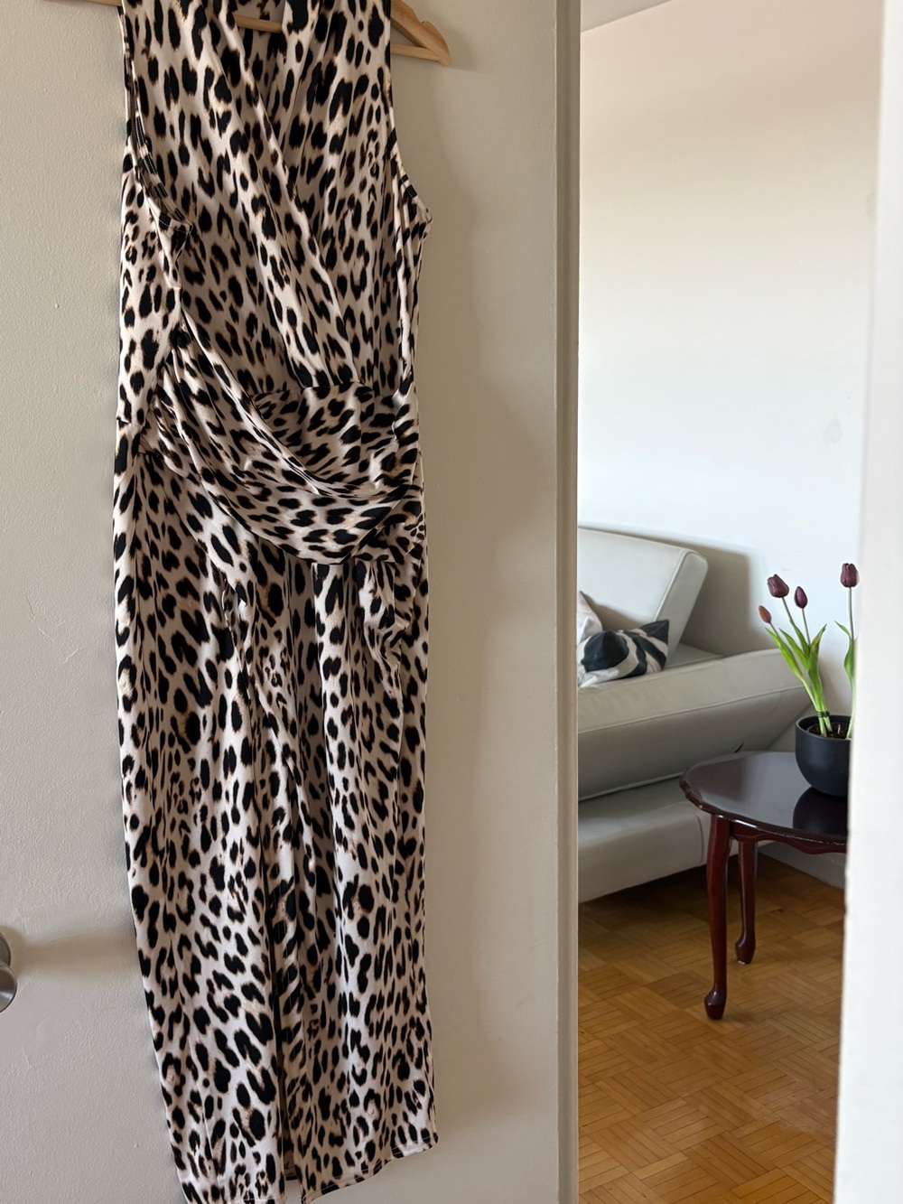 RACHEL Rachel Roy Beige and Black Leopard Print Sleeveless Jumpsuit